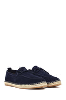Men's Navy Blue Suede Leather Espadrille | Derimod