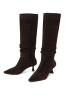 Woman Brown Heeled Suede Boots | Derimod