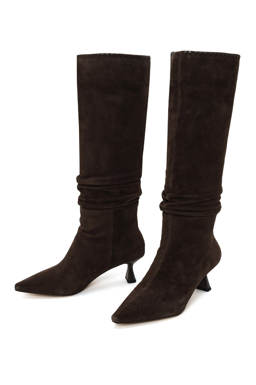 Woman Brown Heeled Suede Boots