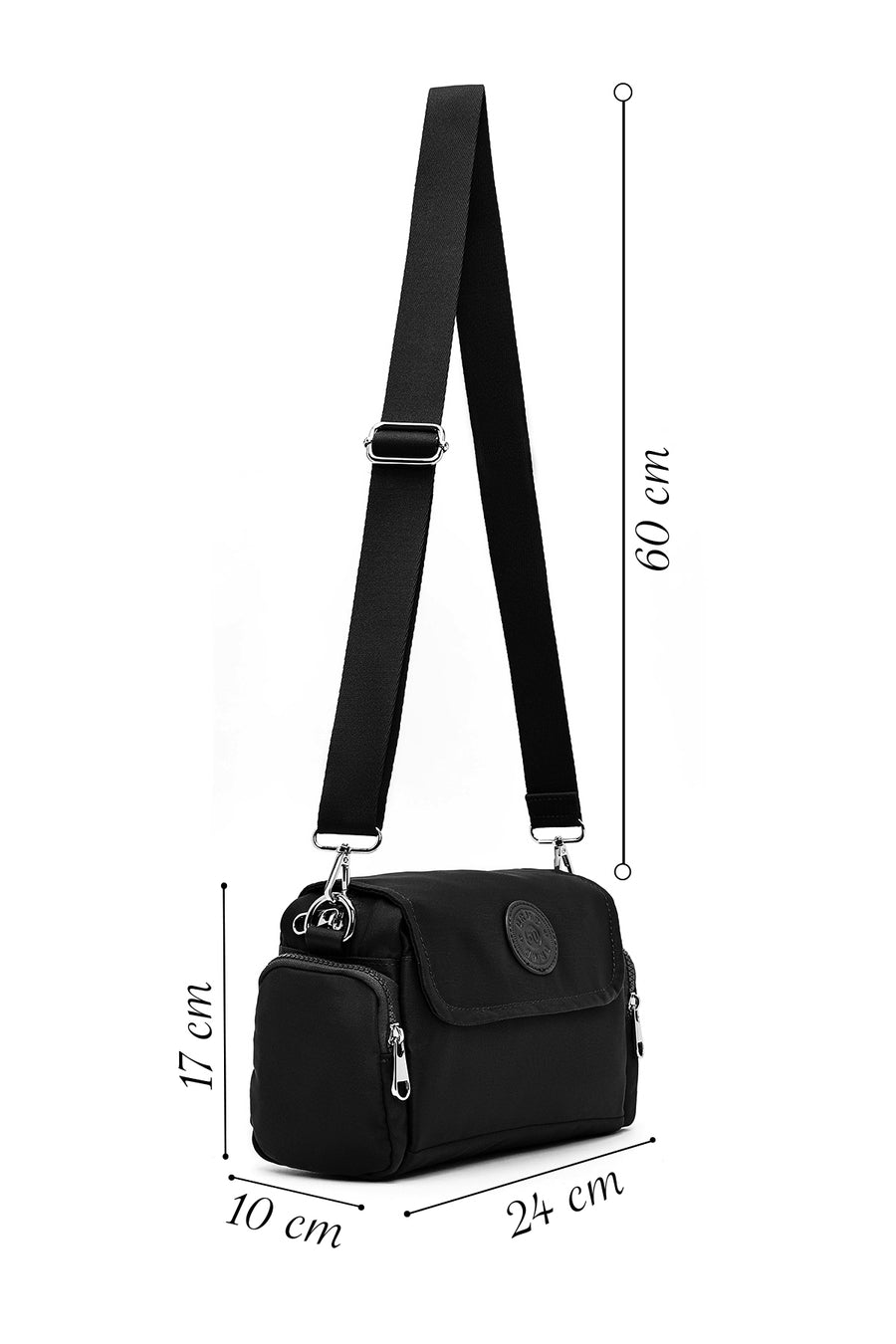 Women's Black Fabric Crossbody Bag