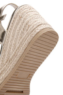 Women's Gold Ankle Strap Metallic Wedge Heel Espadrilles | Derimod