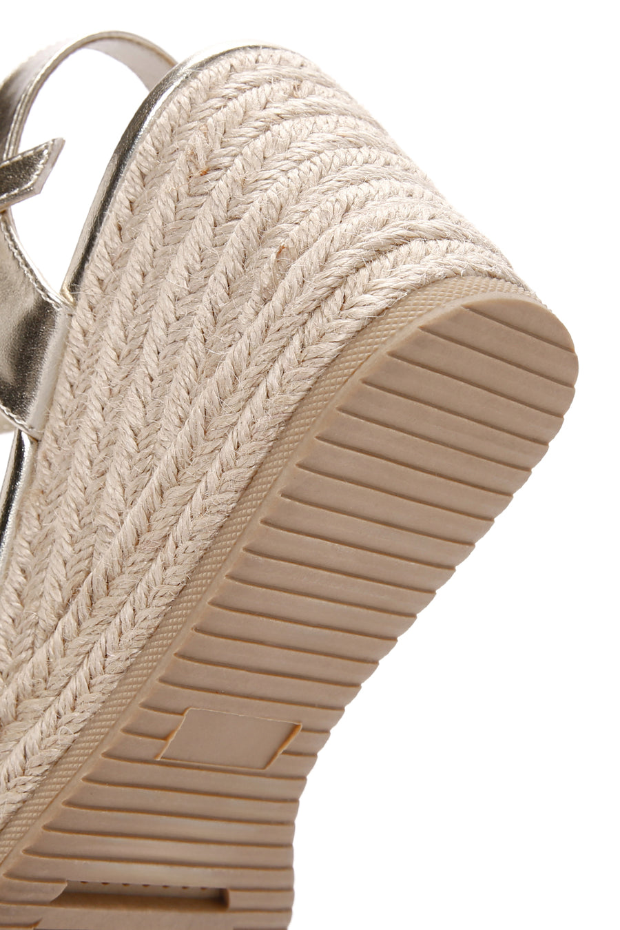 Women's Gold Ankle Strap Metallic Wedge Heel Espadrilles