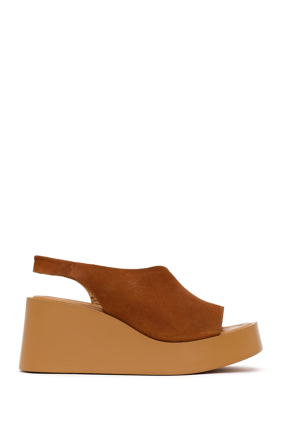 Woman Dark Powder Pink Wedge-Heel Suede Leather Comfort Sandal 26SFD342510 | Derimod