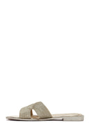 Women's Gold Metallic Knitted Slippers | Derimod