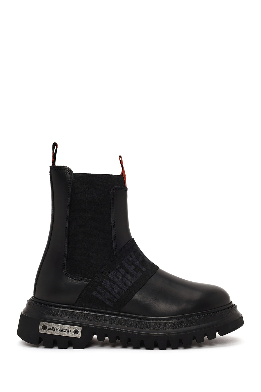 Harley Davidson Woman Black Nefud Thick-Soled Leather Chelsea Boots 021Z100563 | Derimod