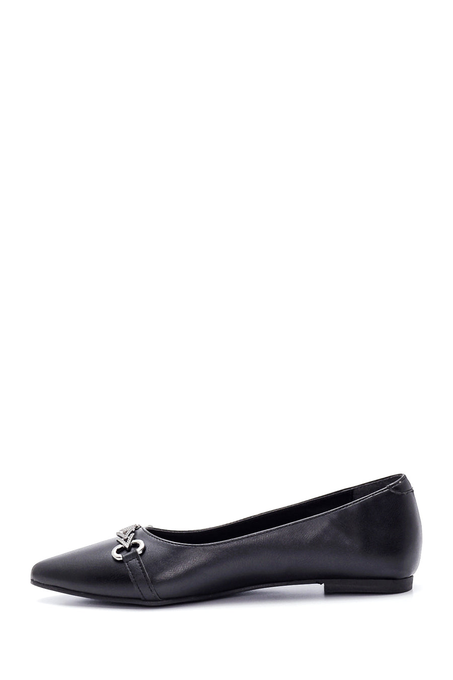 Women's Black Buckle Ballerinas