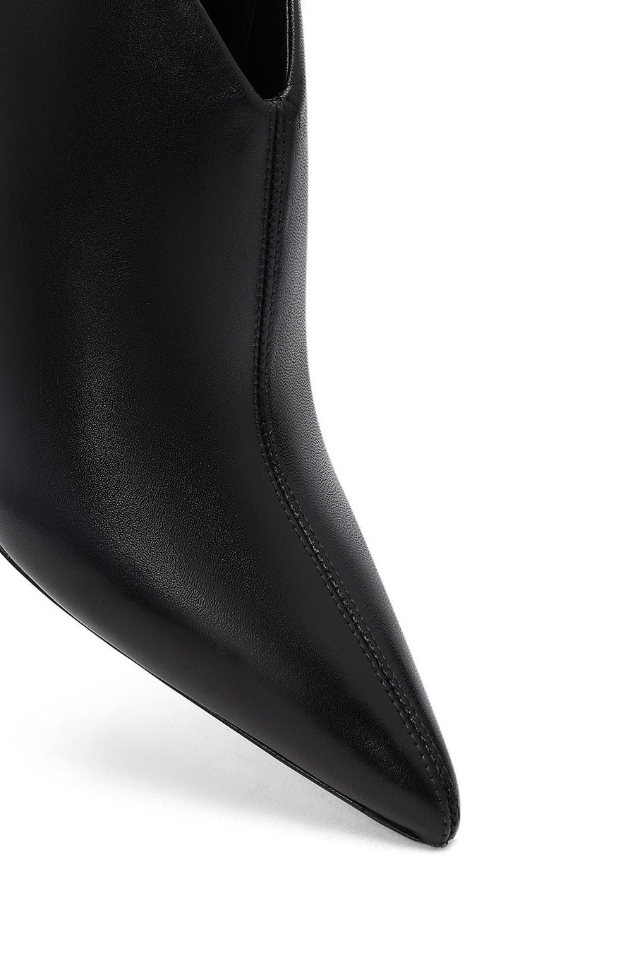 Women's Black Zippered Thin Heeled Leather Boot