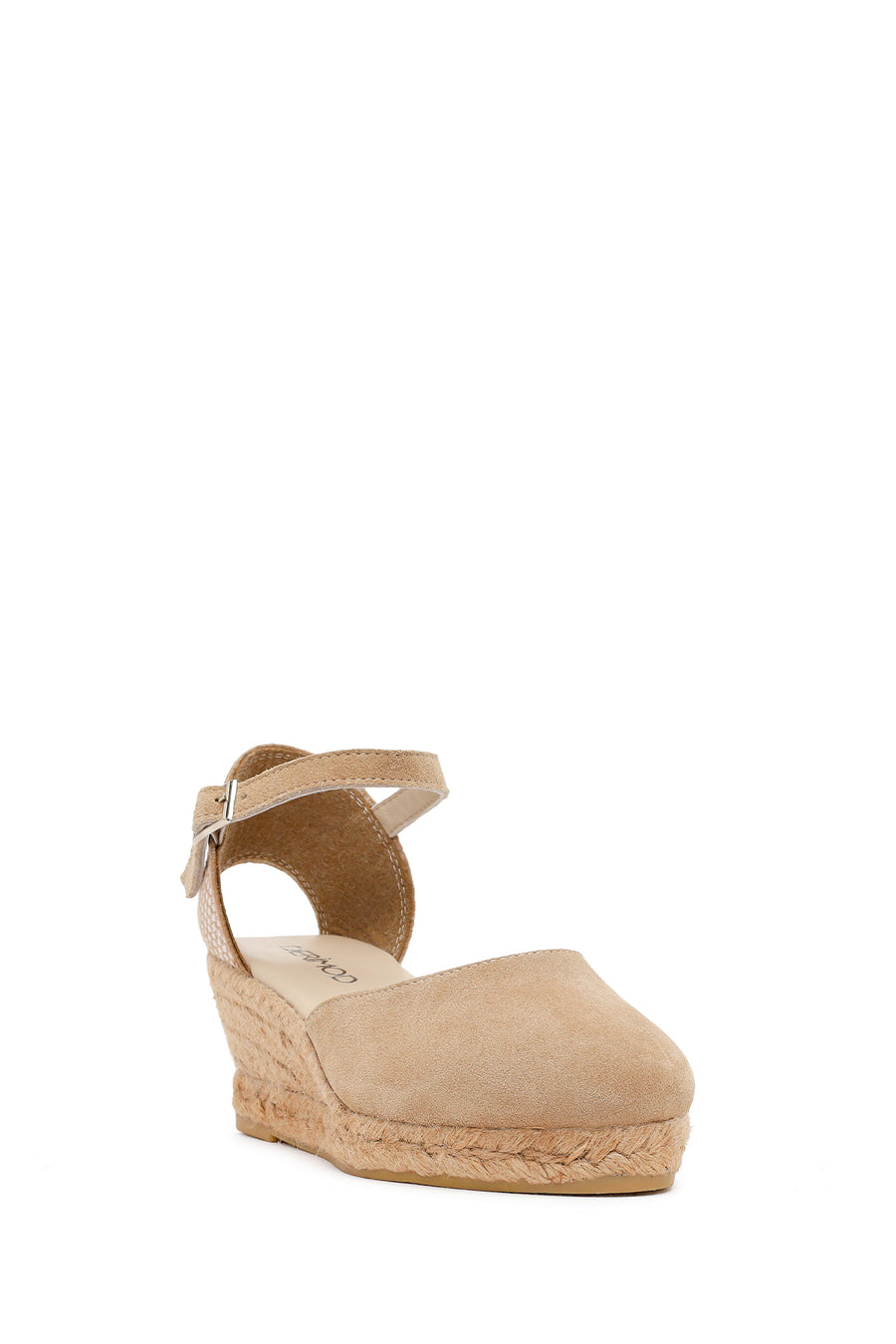Women's Mink Ankle Strap Wedge Heel Suede Leather Espadrille Sandals