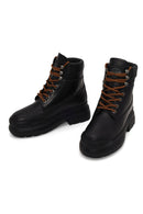 Harley Davidson Woman Black Kitrich Lace-Up Thick-Soled Leather Combat Boots | Derimod
