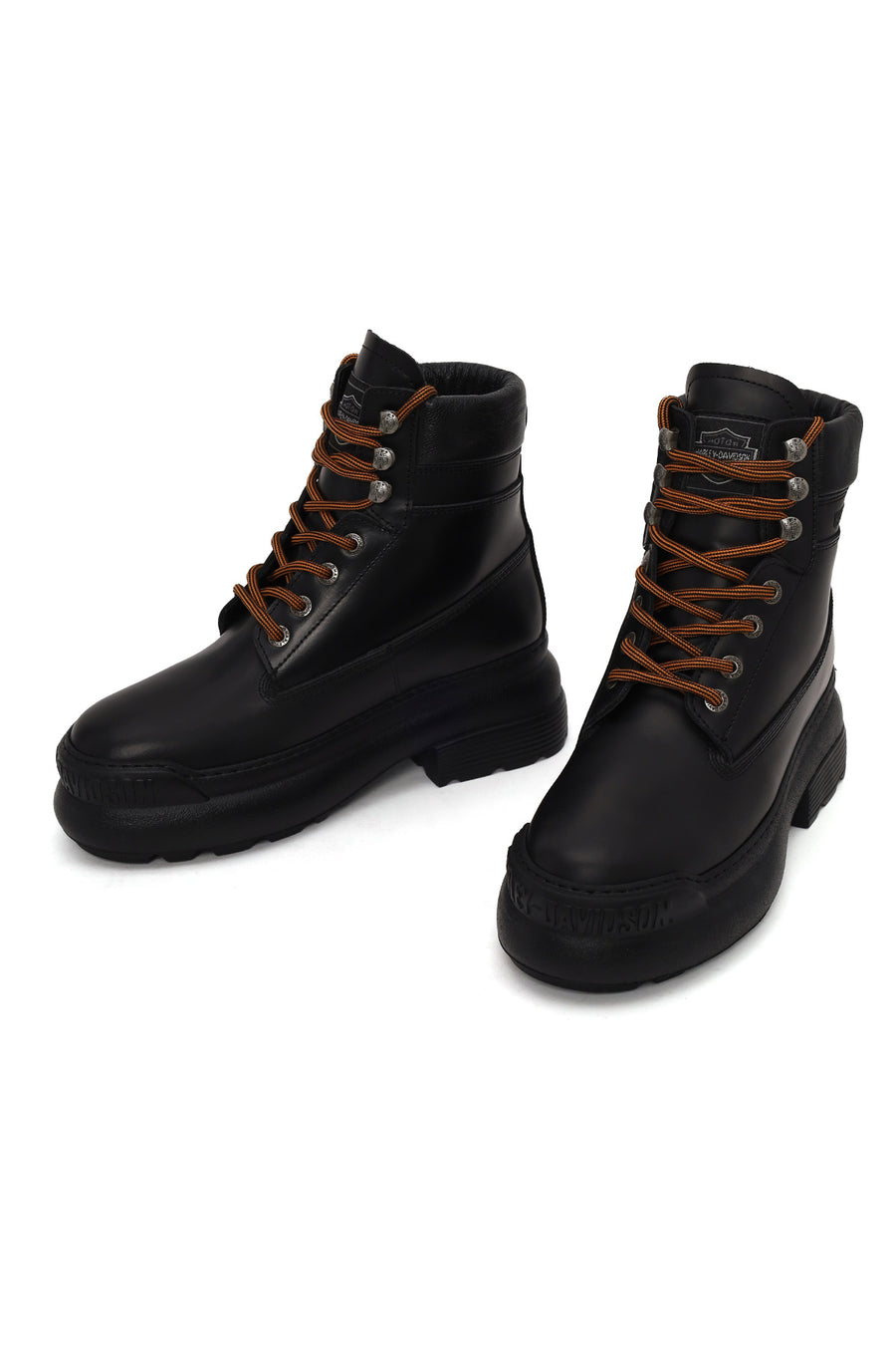 Harley Davidson Woman Black Kitrich Lace-Up Thick-Soled Leather Combat Boots
