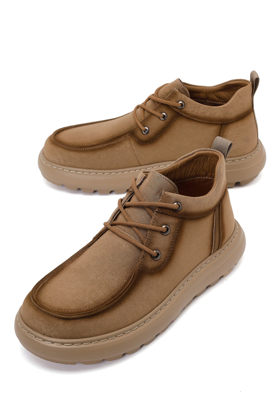Derimod Zero Male Khaki Lace-Up Thick-Soled Fabric Casual Shoes