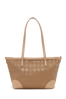 Woman Beige Long-Strap Printed Shoulder Bag | Derimod