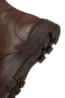 Men's Brown Lace-Up Zipper Leather Casual Boot | Derimod