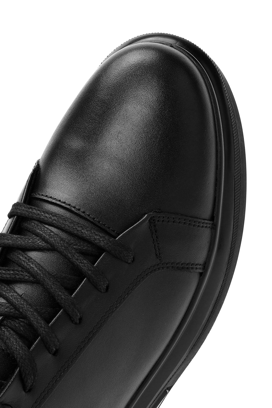 Erkek Siyah Bağcıklı Deri Sneaker