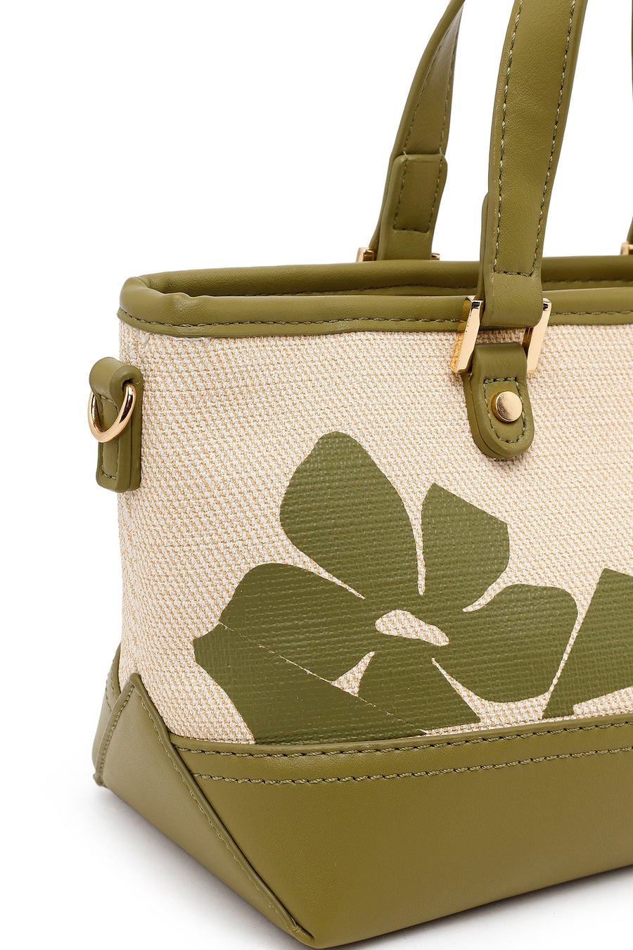 Woman Green Long-Strap Patterned Mini Shoulder Bag