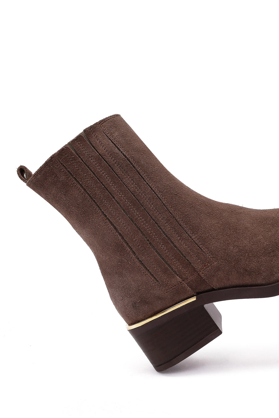 Woman Mink Zip Closure Short Thick Heeled Suede Boots