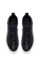 Erkek Siyah Bağcıklı Deri Sneaker | Derimod