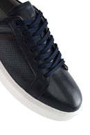 Men's Navy Blue Lace-Up Leather Sneaker | Derimod