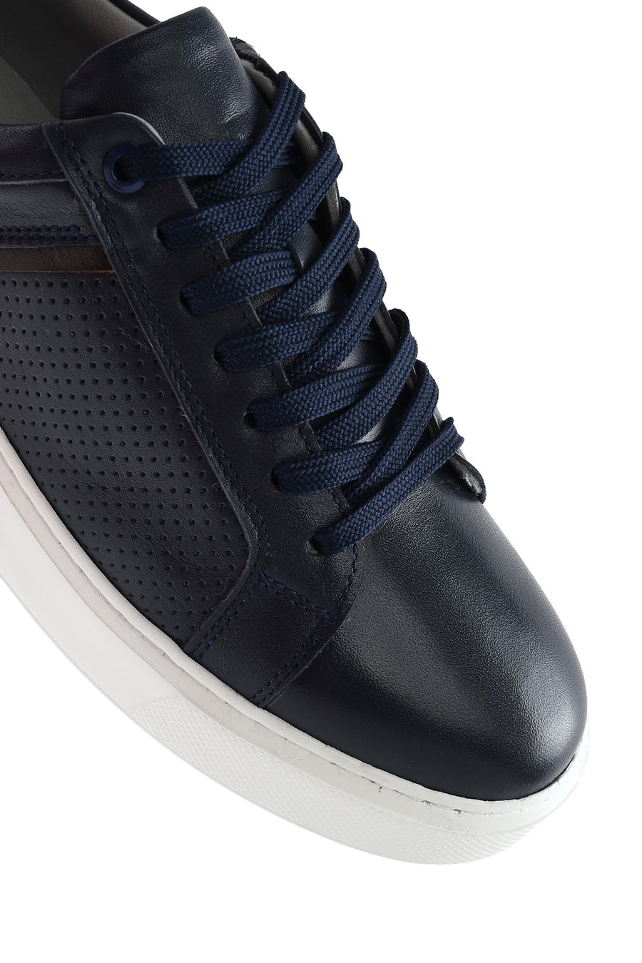 Men's Navy Blue Lace-Up Leather Sneaker