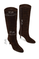 Woman Brown Thin-Heeled Leather Boots | Derimod