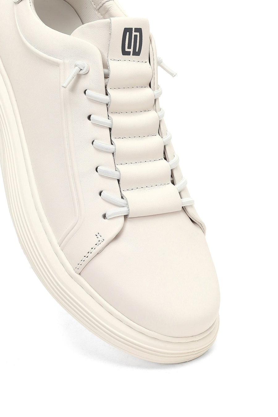 Erkek Beyaz Bağcıklı Deri Sneaker