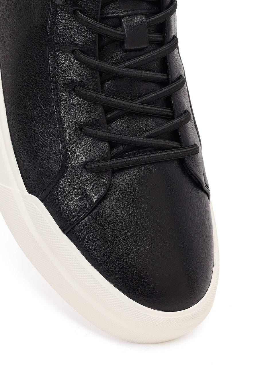 Erkek Siyah Bağcıklı Deri Sneaker
