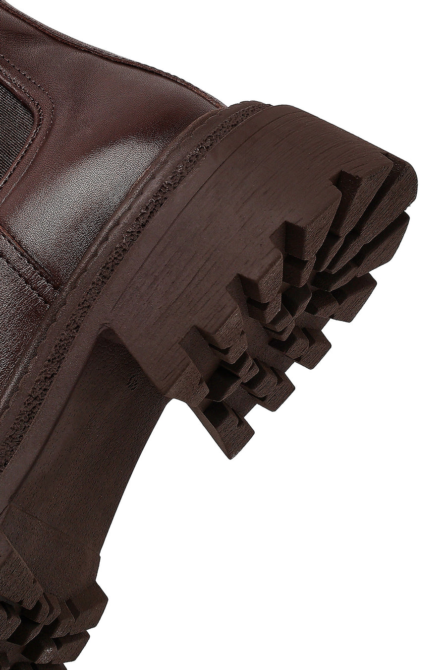 Woman Brown Thick-Soled Leather Chelsea Boots