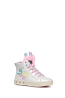 Geox Girls White Skylin Lace-Up Patterned Ankle Sneaker | Derimod
