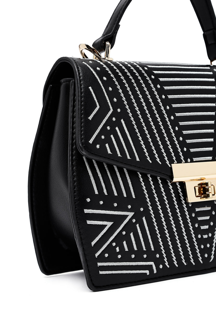 Women's Black Printed Long Shoulder Bag