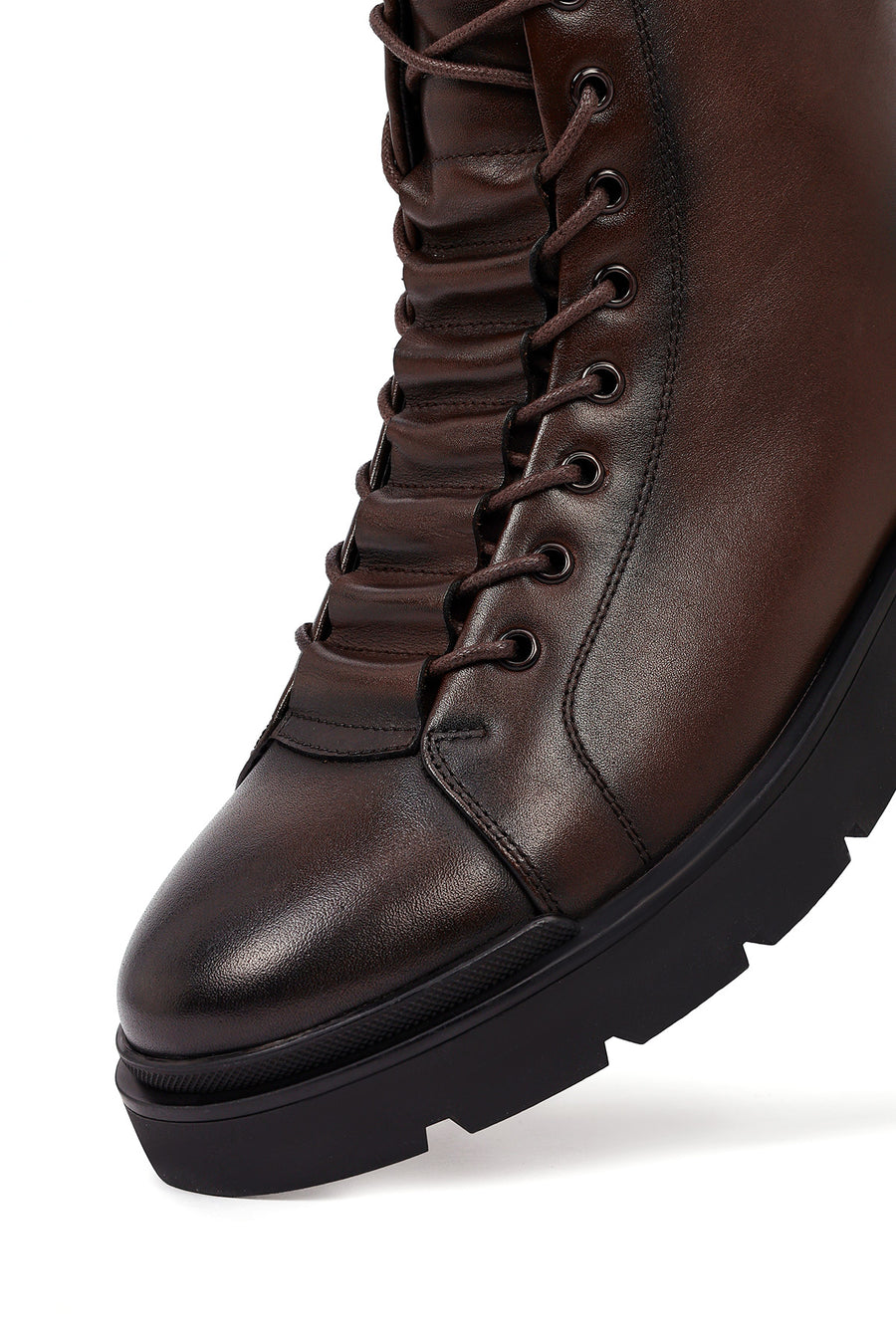 Male Brown Zip Closure Leather Casual Boots