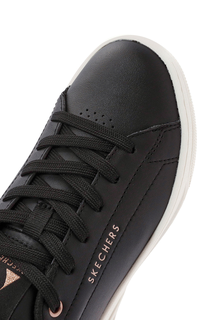 Skechers Women's Black Uno Court Lace-Up Chunky Sole Leather Sneakers