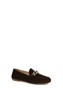 Woman Brown Buckled Suede Masculine Loafer | Derimod