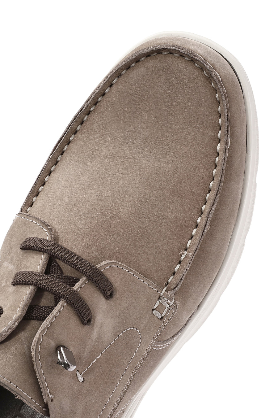 Men's Beige Lace-Up Nubuck Leather Casual Shoes