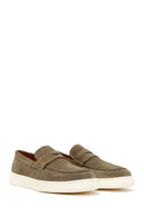Erkek Haki Süet Deri Casual Loafer | Derimod