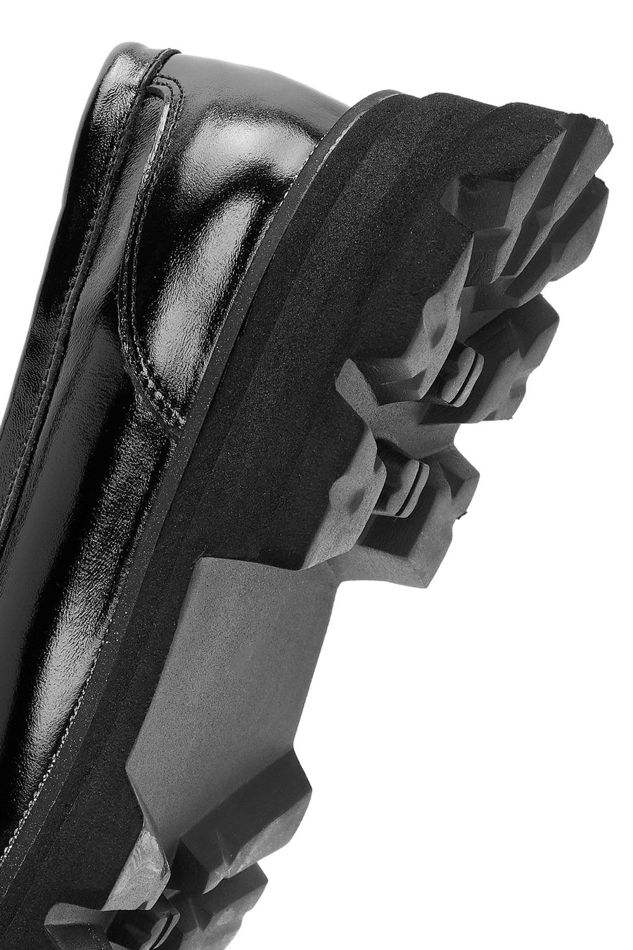 Women's Black Patent Leather Masculine Loafer