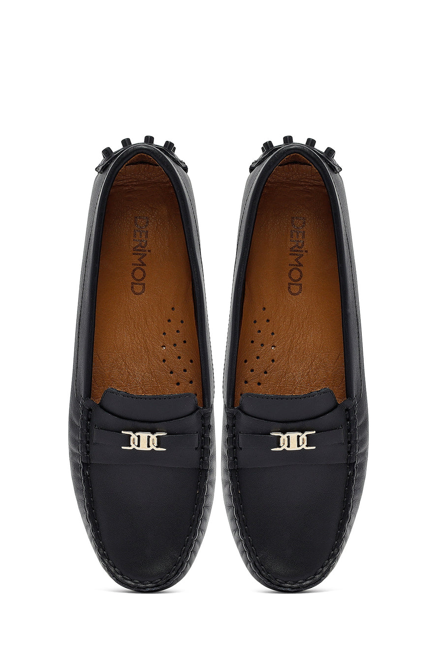 Woman Black Buckle Leather Loafer
