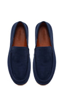 Male Navy Suede Leather Loafer | Derimod