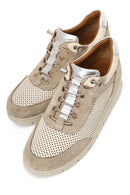 Woman Cream Lace-Up Thick-Soled Leather Comfort Shoes | Derimod