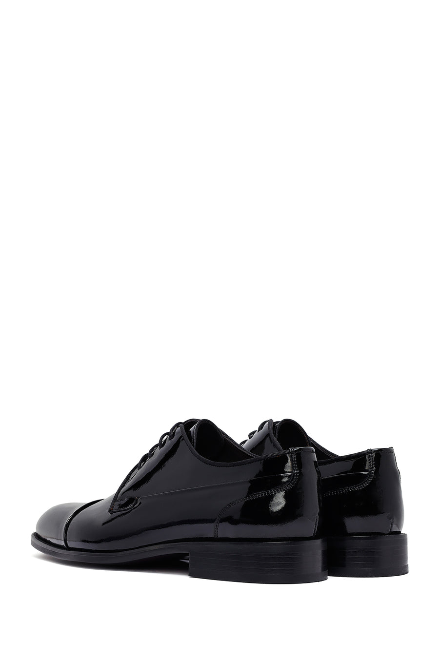 Male Black Lace-Up Leather Patent Leather Casual Shoes