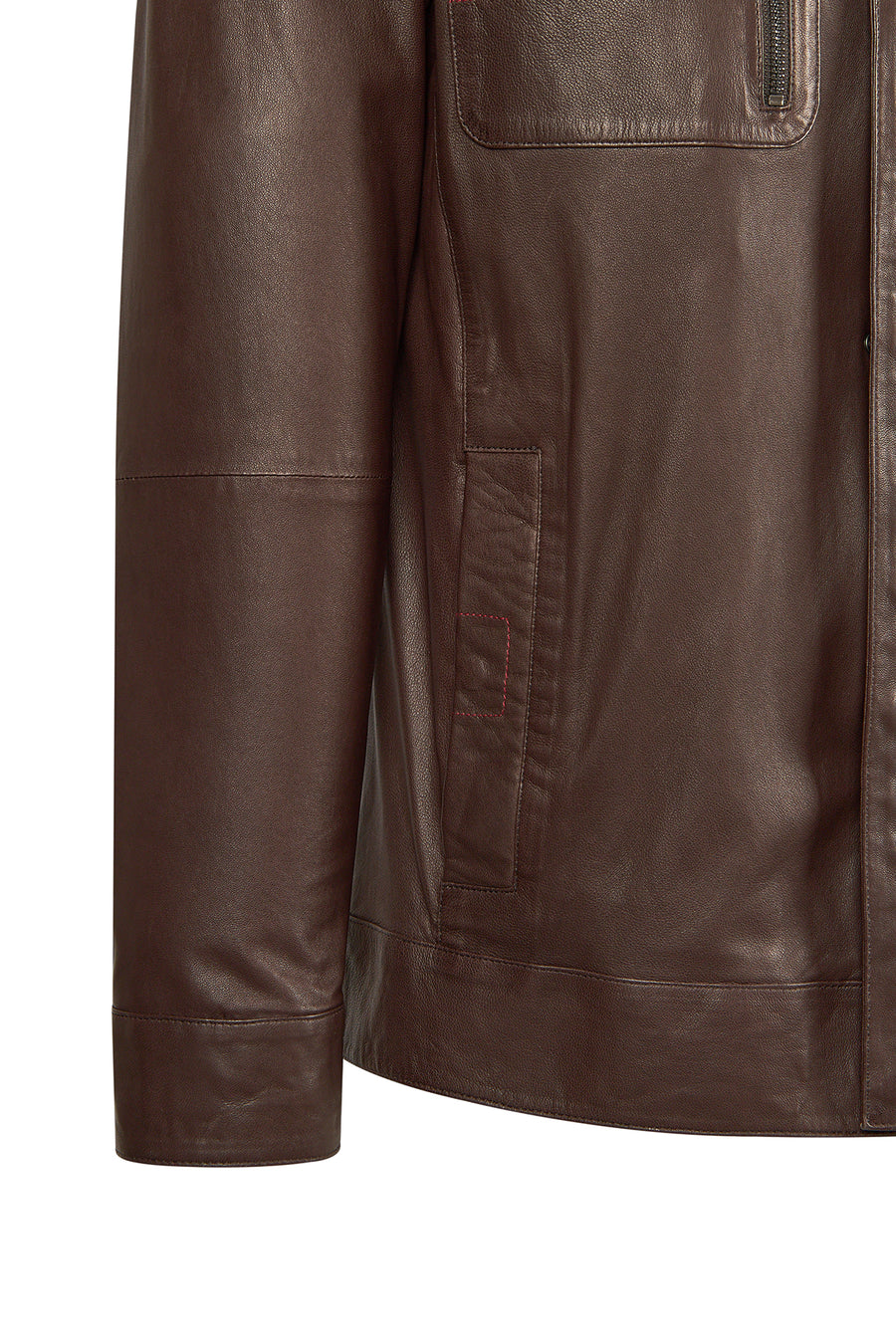 Dybala Male Brown Stand Collar Leather Jacket