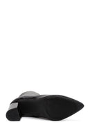 Derimod Gritti Woman Black Zippered Thick Heel Patent Leather Leather Boat | Derimod