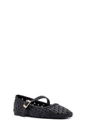 Women's Black Buckled Braided Ballerinas | Derimod