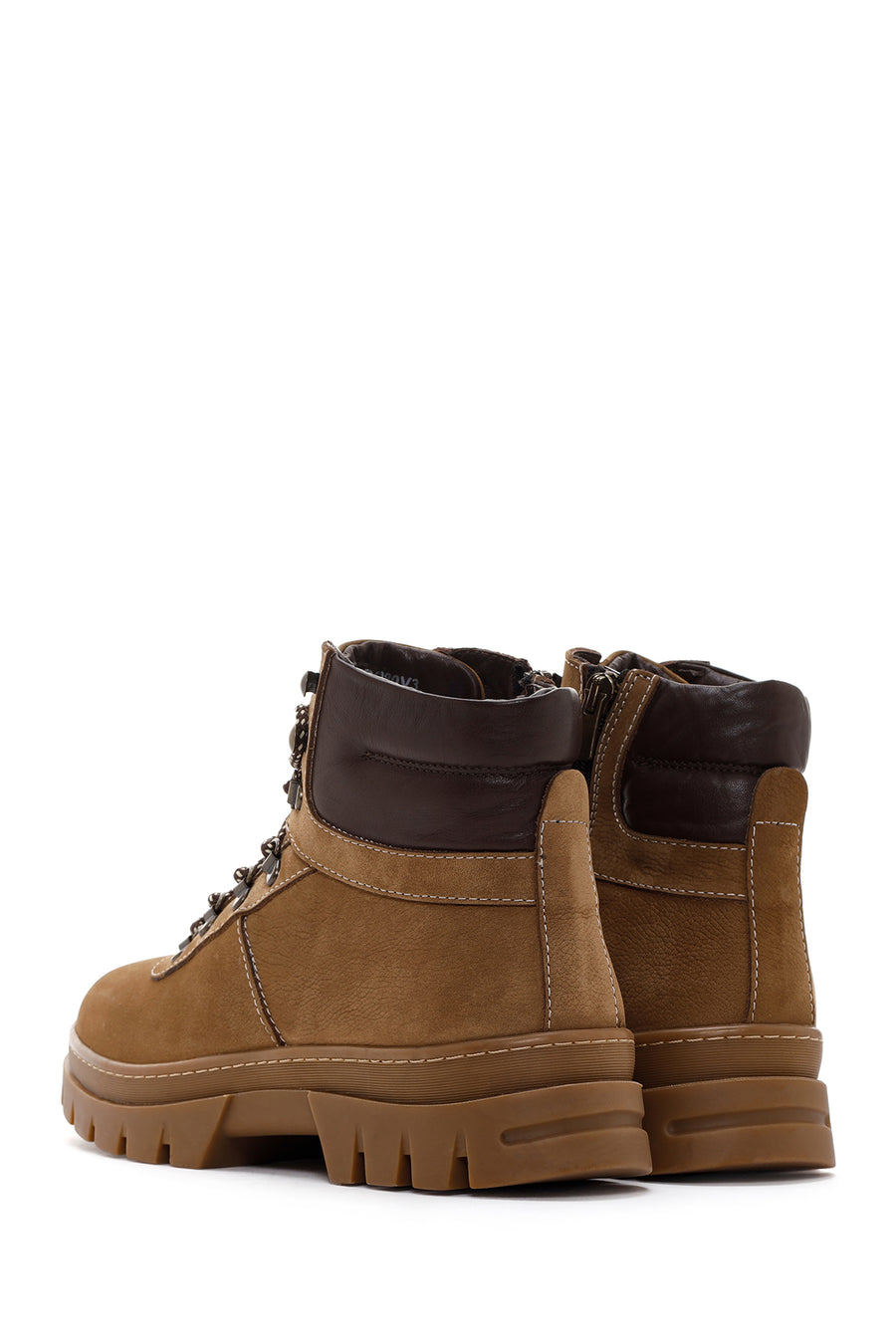 Men's Tan Nubuck Leather Zippered Boots