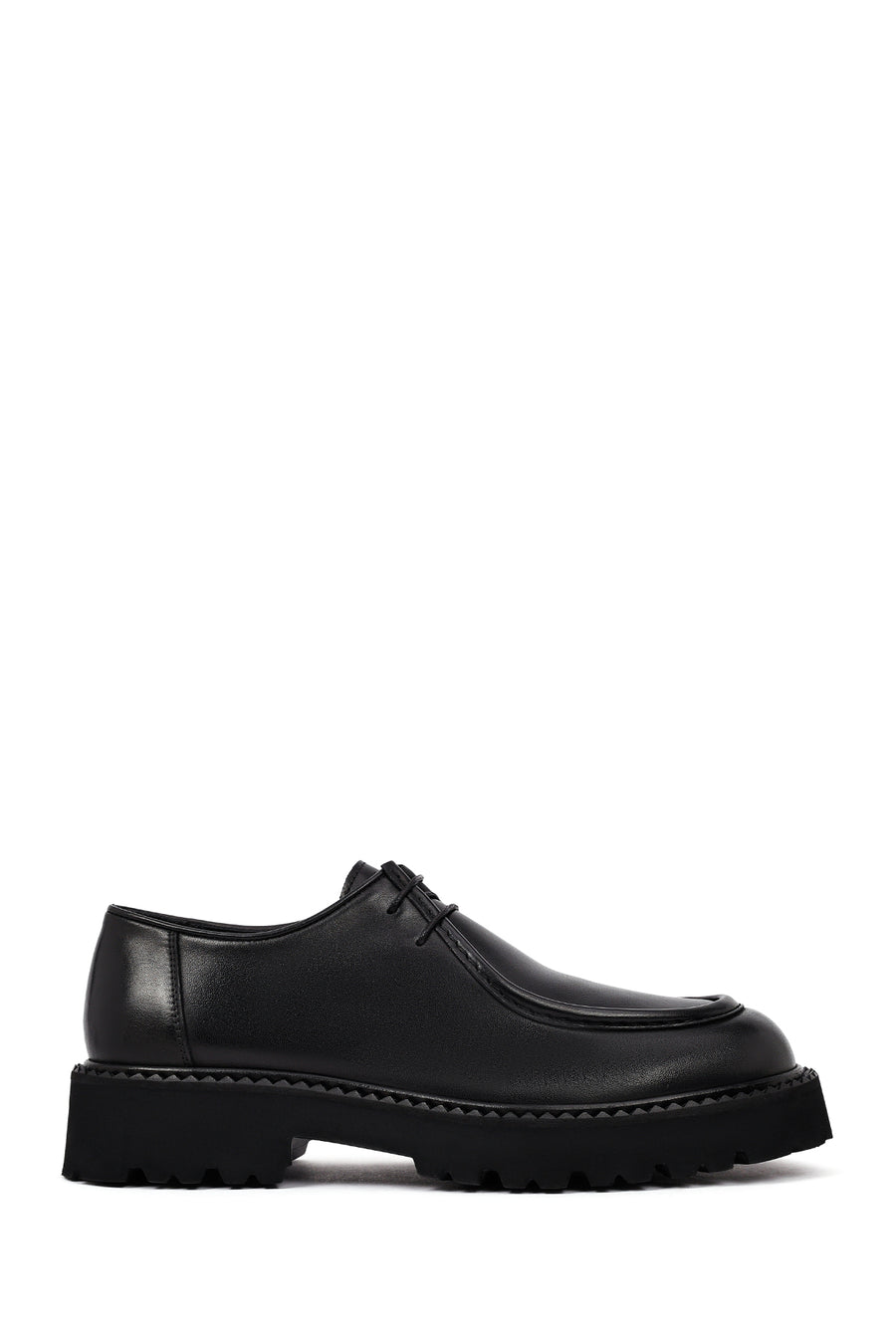 Male Black Lace-Up Thick-Soled Leather Casual Shoes WM802002DV | Derimod