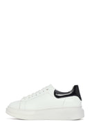 Women's White Lace-up Thick-Sole Leather Sneaker | Derimod