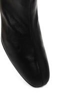 Women's Black Zippered Short Thick Heeled Leather Boots | Derimod