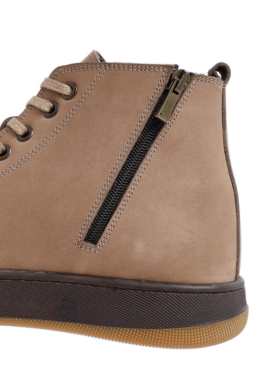 Men's Mink Lace-Up Zippered Nubuck Leather Sports Boots