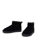 Woman Black Fur-Lined Suede Teddy Boots | Derimod