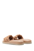 Women's Beige Knitted Comfort Slippers | Derimod