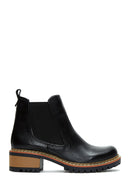 Woman Black Leather Chelsea Boots | Derimod